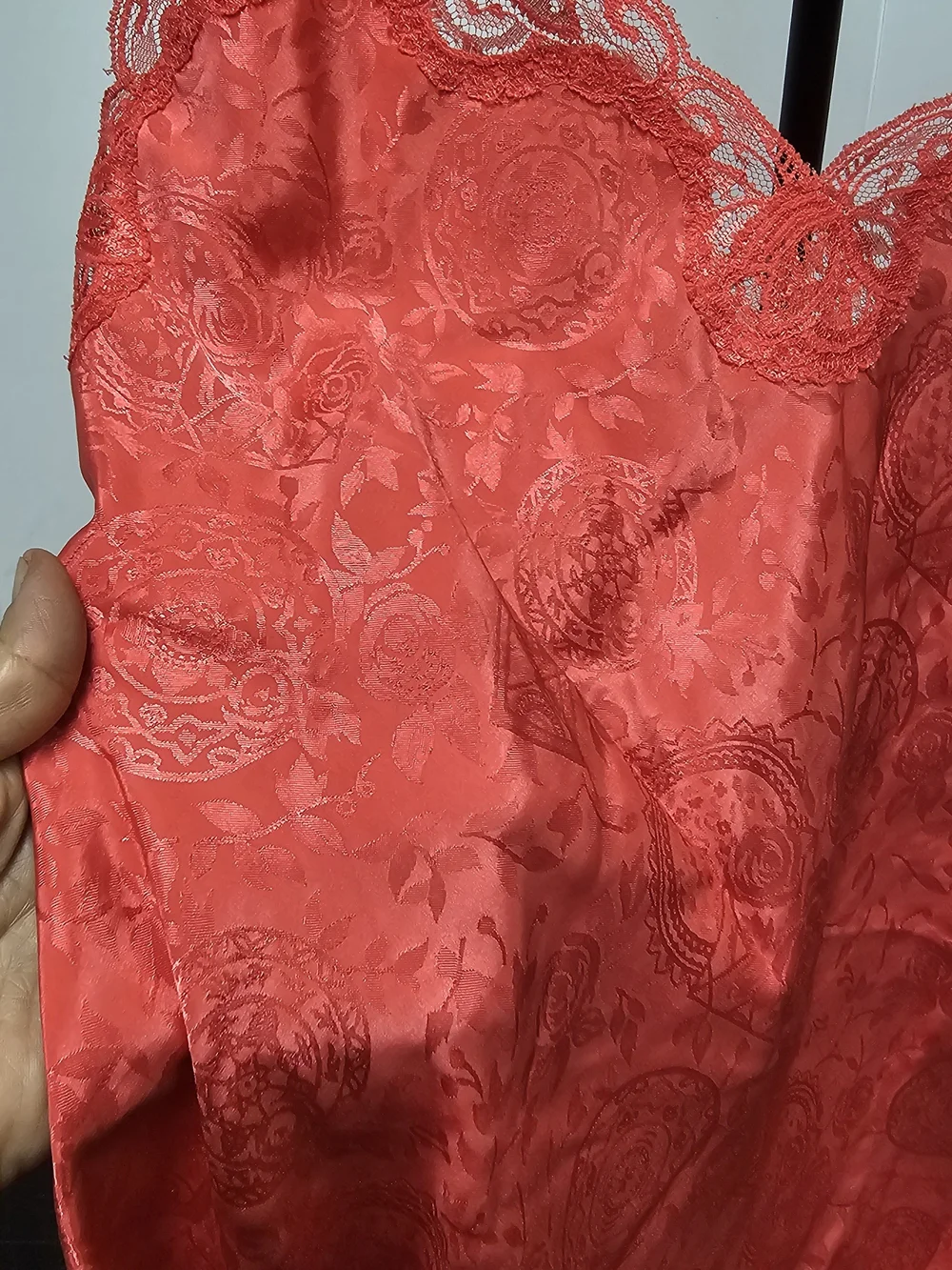 Victoria's Secret Coral-Red Lace Chemise